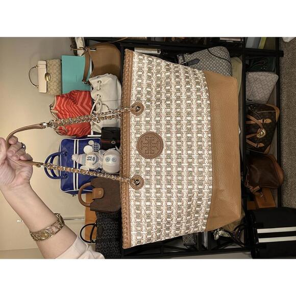 Tory Burch Handbags - Tory Burch Woven Straw Tote Chain Shoulder Bag 2014 Retail $495